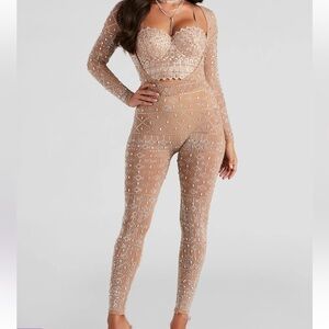 Windsor Tan Beaded Jumpsuit
